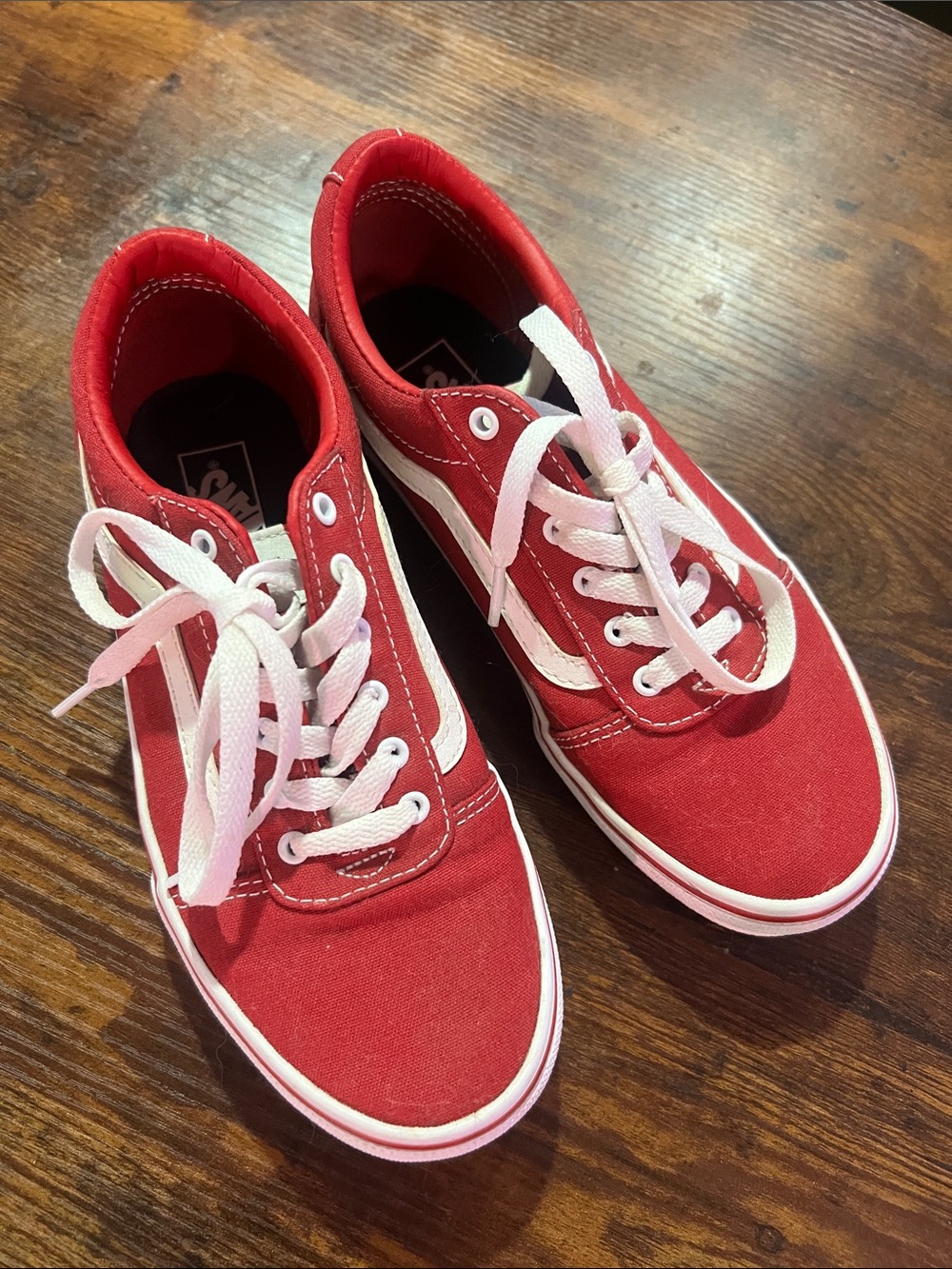 Vans Red and White Kids Sneakers